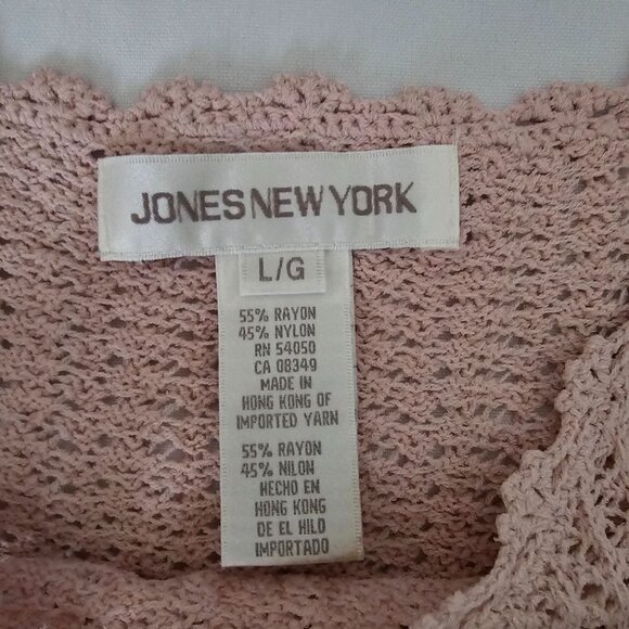 Jones New York Light Pink Crochet Scalloped Hem Sleeveless Tank Top Women's L/G - Picture 4 of 7
